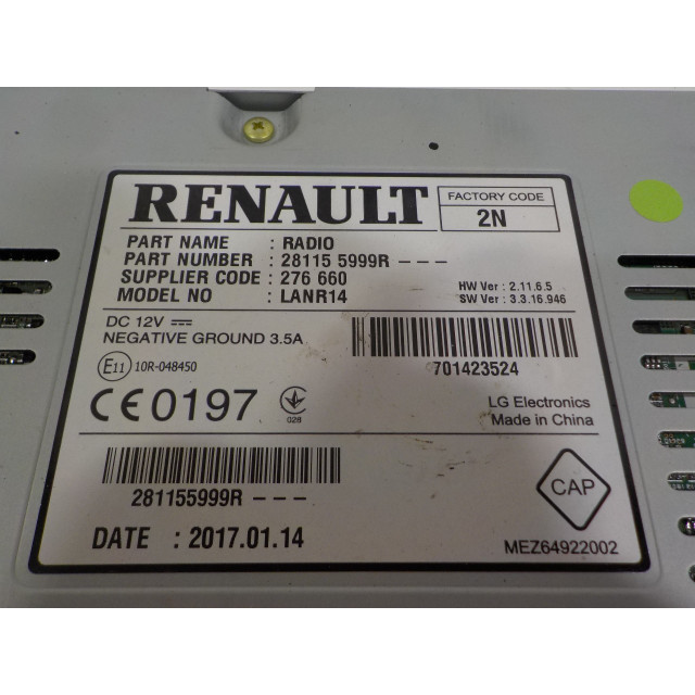 Radio Renault Scénic IV (RFAJ) (2016 - 2017) MPV 1.2 TCE 130 16V (H5F-408(H5F-F4))