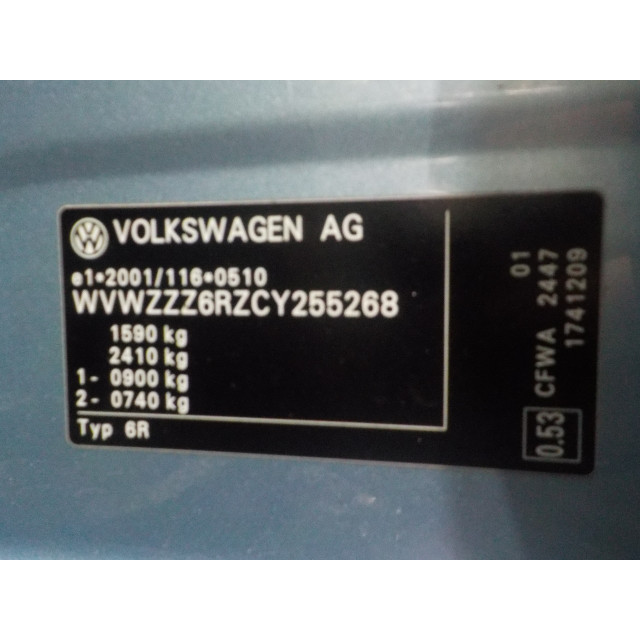 Airbag del volante Volkswagen Polo V (6R) (2009 - 2014) Hatchback 1.2 TDI 12V BlueMotion (CFWA(Euro 5))