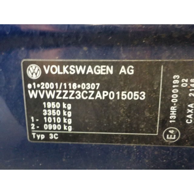Placa de bloqueo del borde delantero Volkswagen Passat (3C2) (2007 - 2010) Sedan 1.4 TSI 16V (CAXA(Euro 5))