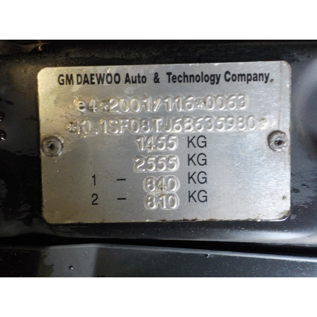 Motor del limpiaparabrisas trasero Daewoo/Chevrolet Kalos (SF48) (2005 - 2008) Hatchback 1.2 (B12S1(Euro 4))