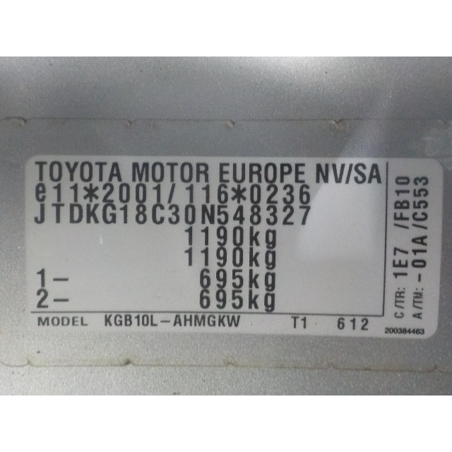 Motor de arranque Toyota Aygo (B10) (2005 - 2014) Hatchback 1.0 12V VVT-i (1KR-FE)