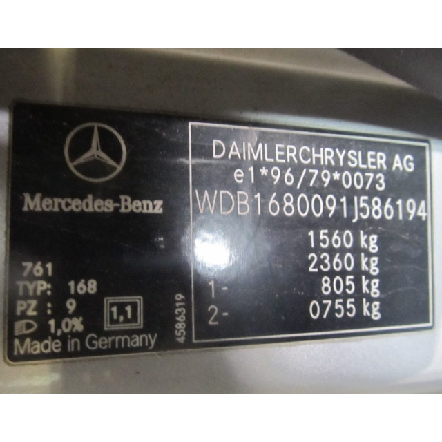 Mecanismo frontal del limpiaparabrisas Mercedes-Benz A (W168) (2001 - 2004) Hatchback 1.7 A-170 CDI 16V (OM668.942)