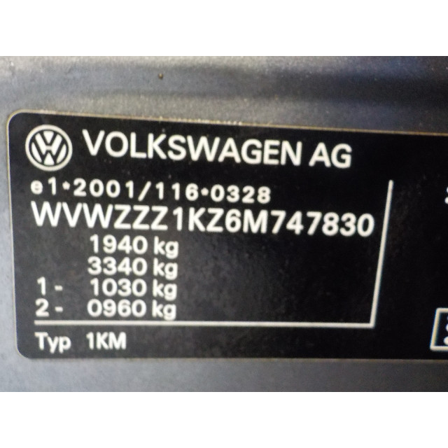 Sensor de masa de aire Volkswagen Jetta III (1K2) (2005 - 2010) Sedan 1.9 TDI (BKC)