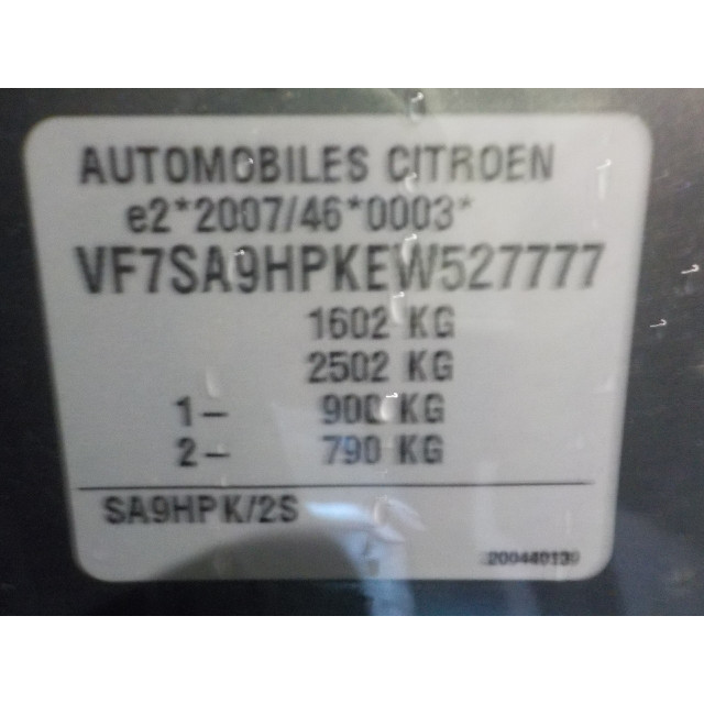 Mecanismo de cierre central eléctrico del bloqueo de la puerta delantera derecha Citroën DS3 (SA) (2009 - 2015) Hatchback 1.6 e-HDi (DV6DTED(9HP))