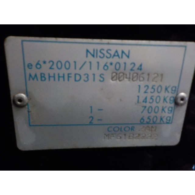 Mecanismo de bloqueo de arranque del portón trasero Nissan/Datsun Pixo (D31S) (2009 - 2013) Hatchback 1.0 12V (K10B(Euro 5))