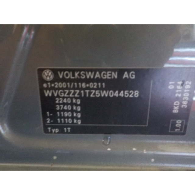 Mecanismo de elevalunas eléctrico de la ventana delantera derecha Volkswagen Touran (1T1/T2) (2003 - 2010) MPV 2.0 TDI 16V 140 (BKD)