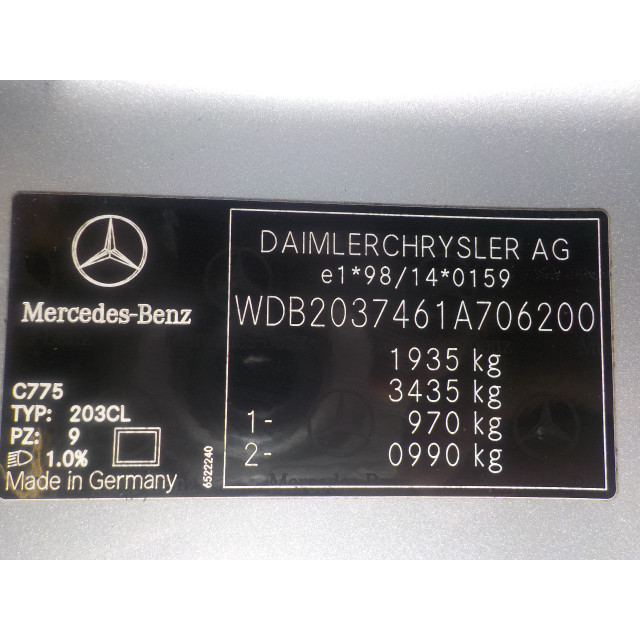 Caja de cambios manual Mercedes-Benz C Sportcoupé (C203) (2002 - 2008) Hatchback 1.8 C-180K 16V (M271.946)
