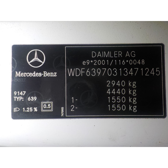 radiador intercooler Mercedes-Benz Vito (639.7) (2003 - 2014) Bus 2.2 115 CDI 16V (OM646.980)