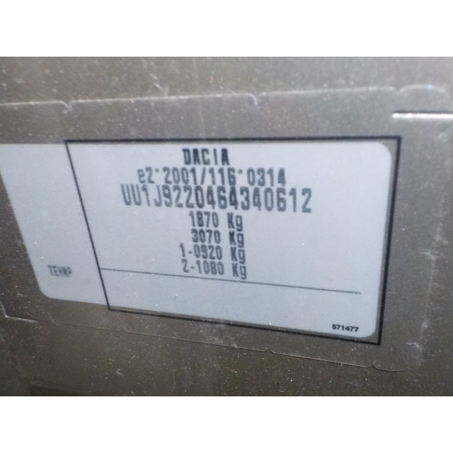 Caja de cambios manual Dacia Lodgy (JS) (2019 - actualidad) MPV 1.3 TCE 130 16V (H5H-470(H5H-B4))