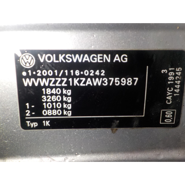 Airbag del pasajero Volkswagen Golf VI (5K1) (2009 - 2012) Hatchback 1.6 TDI 16V (CAYC)