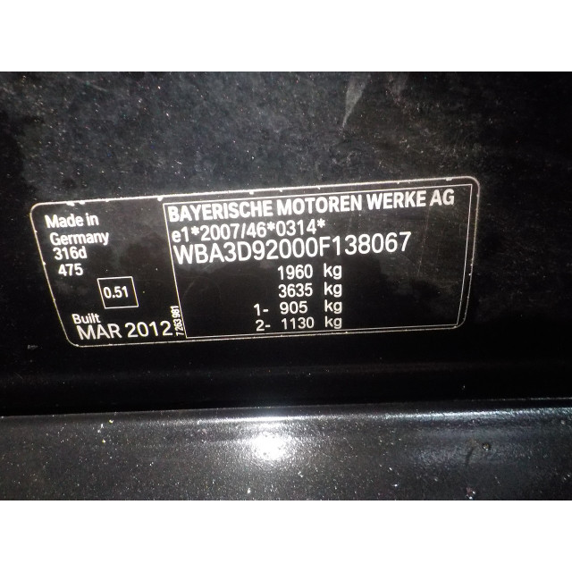 Airbag del pasajero BMW 3 serie (F30) (2012 - 2018) Sedan 316d 2.0 16V (N47-D20C)