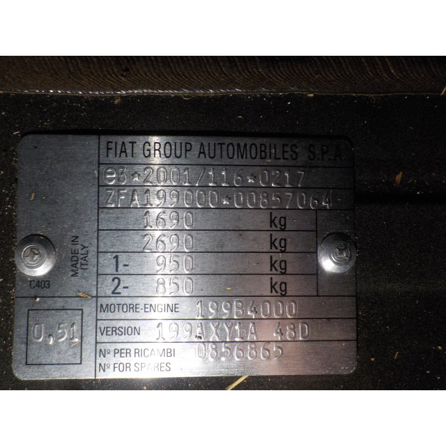Mecanismo trasero del limpiaparabrisas Fiat Punto Evo (199) (2009 - 2012) Hatchback 1.3 JTD Multijet 85 16V (199.B.4000(Euro 5))