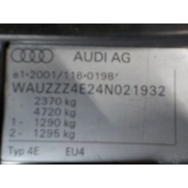 Motor de arranque Audi A8 (D3) (2002 - 2006) Sedan 3.7 V8 40V Quattro (BFL)