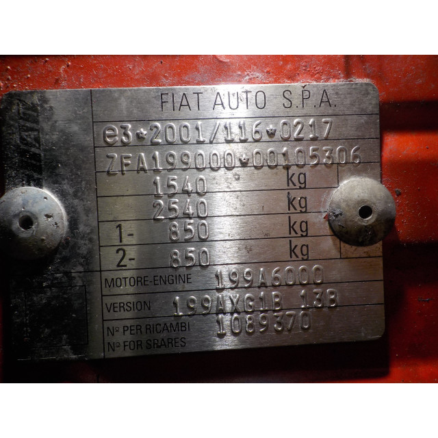 Interruptor de ajustes de altura del faro Fiat Grande Punto (199) (2005 - 2011) Hatchback 1.4 16V (199.A.6000)