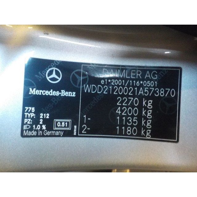 Túnel de viento Mercedes-Benz E (W212) (2009 - 2016) Sedan E-220 CDI 16V BlueEfficiency,BlueTEC (OM651.924(Euro 5)