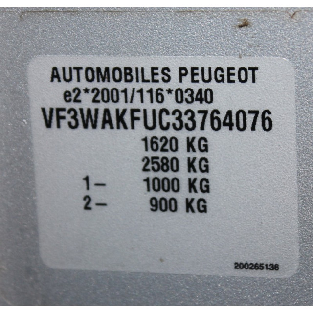 Mecanismo trasero del limpiaparabrisas Peugeot 207/207+ (WA/WC/WM) (2006 - 2013) Hatchback 1.4 16V (ET3J4(KFU))
