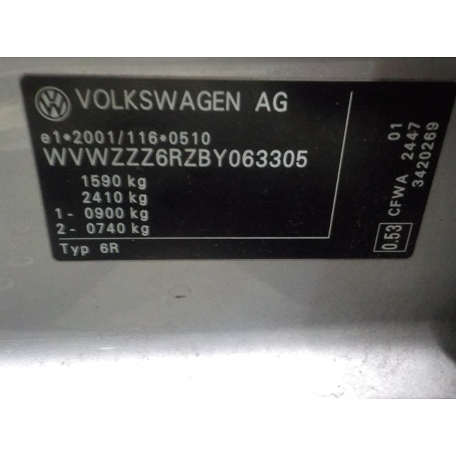 Módulo de airbag Volkswagen Polo V (6R) (2009 - 2014) Hatchback 1.2 TDI 12V BlueMotion (CFWA(Euro 5))