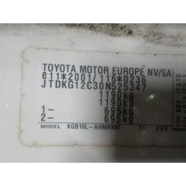 Puerta trasera derecha Toyota Aygo (B10) (2005 - 2014) Hatchback 1.0 12V VVT-i (1KR-FE)