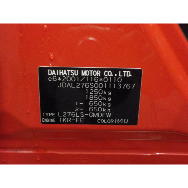 Caja de cambios manual Daihatsu Cuore (L251/271/276) (2007 - actualidad) Hatchback 1.0 12V DVVT (1KR-FE)