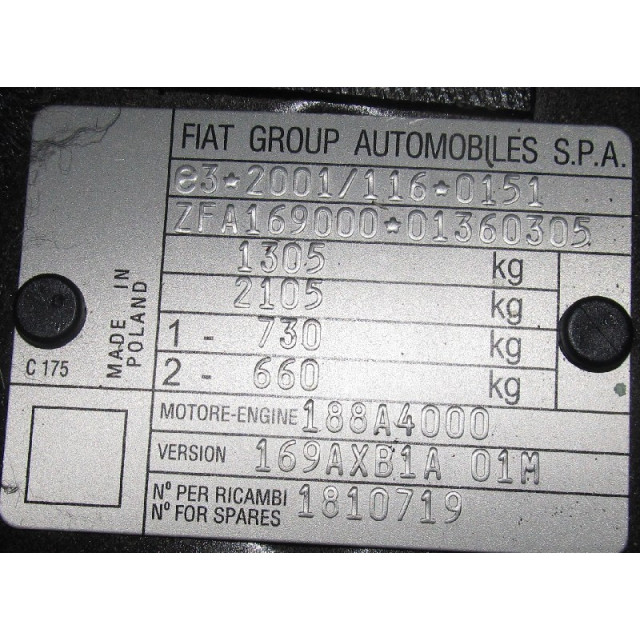 Motor del ventilador de calentador Fiat Panda (169) (2003 - 2009) Hatchback 1.2 Fire (188.A.4000)