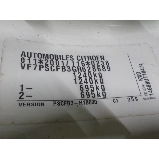 Caja de cambios manual Citroën C1 (2014 - actualidad) Hatchback 1.0 Vti 68 12V (1KR-FE(CFB))