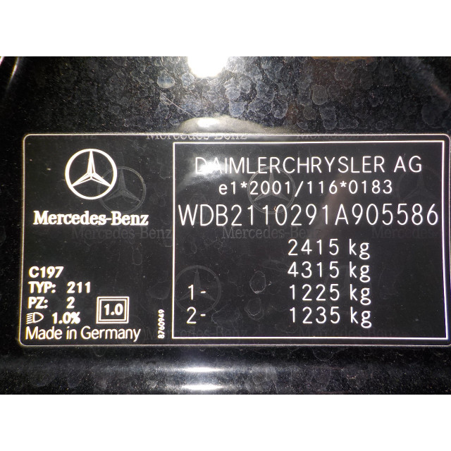 Eje de transmisión Mercedes-Benz E (W211) (2006 - 2008) Sedan 4.0 E-420 CDI 32V (OM629.910)