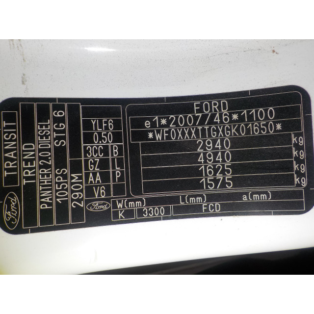 Caja de cambios manual Ford Transit (2016 - actualidad) Van 2.0 TDCi 16V Eco Blue 105 (BJFA)